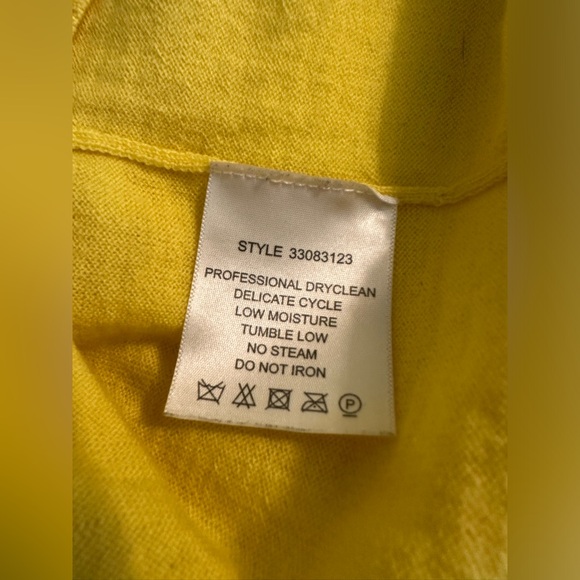 TORY BURCH Cardigan Sweater Yellow Navy Blue Merino Wool Simone Madison Knit - Picture 11 of 12